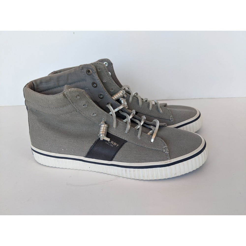 SPERRY PAUL SPERRY Women's Sz 8.5 M  Hi-Tops Lace-Ups Gray Silver Laces
